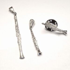 Instrumentos y símbolos musicales plata (pin y colgante)