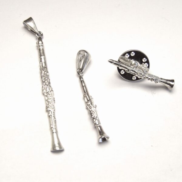 Instrumentos y símbolos musicales plata (pin y colgante)
